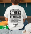 5 Things You Should Know About My Husband, Wife Gift, Digital Files, Png Sublimation