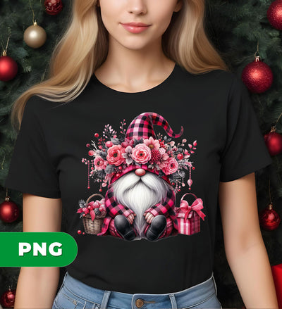 Pink Gnome, Cute Christmas, Cute Gnome, Pink Plaid, Digital Files, Png Sublimation