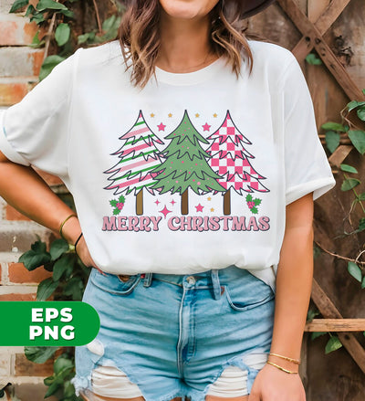 Pink Christmas, Christmas Tree, Pink Plaid Xmas Tree, Digital Files, Png Sublimation