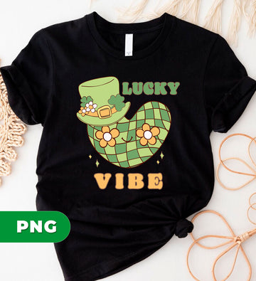 Lucky Vibe, Patrick Heart, Lucky Heart, Shamrock Gift, Digital Files, Png Sublimation