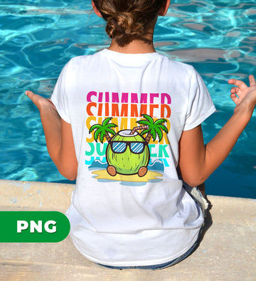 Summer Lover, Coconut Lover, Coconut On Beach, Digital Files, Png Sublimation