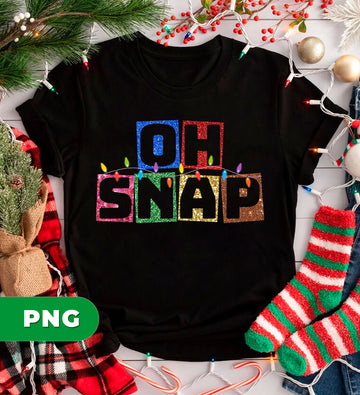 Oh Snap Christmas Lights Glitter Blocks, Funny Holiday Quote With Colorful Xmas Bulbs, Sassy Festive Design