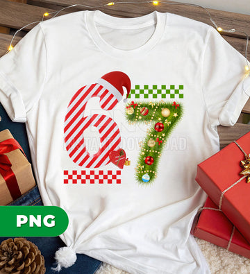 Christmas 67 Number PNG, Candy Cane 6 Tree Ornament 7 Christmas Birthday PNG, Xmas Age Number Sublimation, Holiday Festive Digital Download