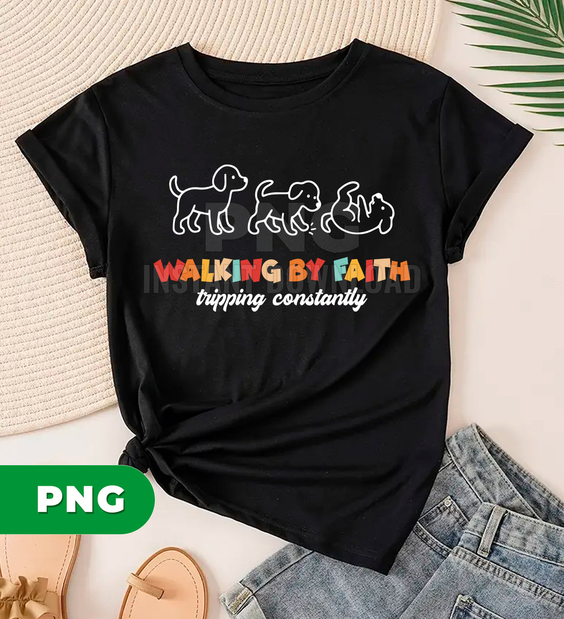 Walking By Faith Tripping Constantly Funny Christian Dog Puppy Religious Humorous Png