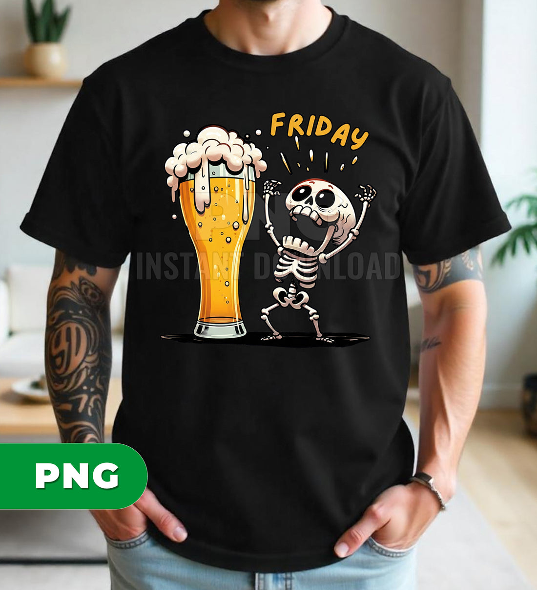 Friday Skeleton Drinking Giant Beer Glass Funny Weekend Humor Png