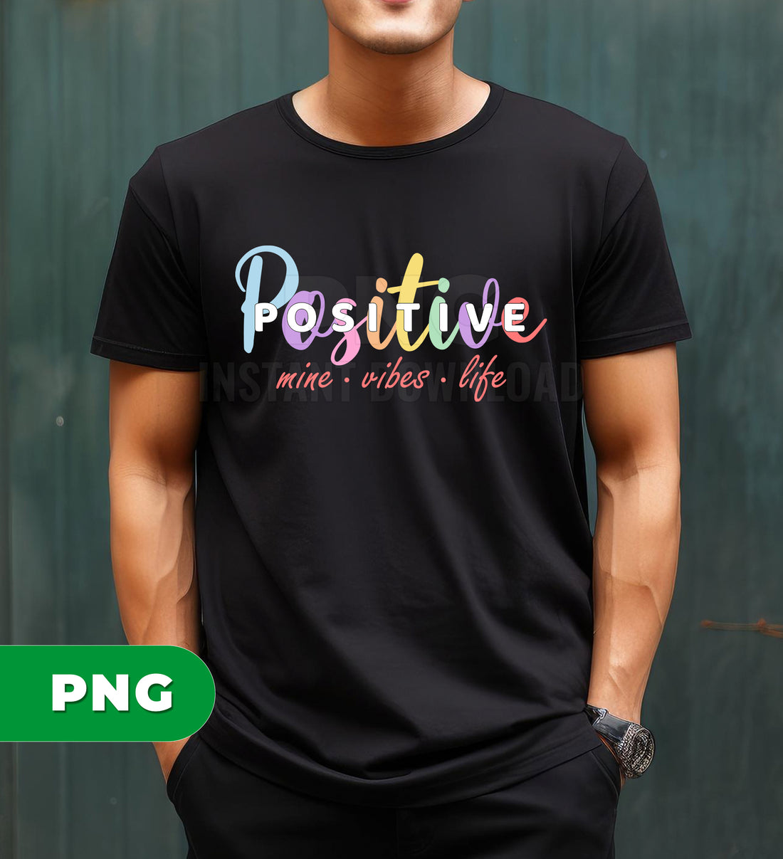 Positive Mine Vibes Life Colorful Inspirational Quote Typography Handwritten Pastel Colors Png File