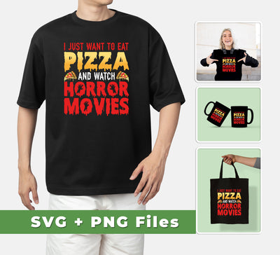 Show off your love for horror films and pizza with this high-quality "I Just Want To Eat Pizza And Watch Horror Movies" SVG file. Featuring a Halloween-inspired design, this file is perfect for sublimation projects or adding to your craft projects. Get the PNG file for your own commercial use in any of your designs.