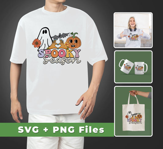 Create stunning Halloween-themed designs with this Spooky Season, Groovy Halloween, Boo and Bat SVG and PNG files set. Perfect for sublimation and other printing projects, these high-quality files will make your projects come alive.