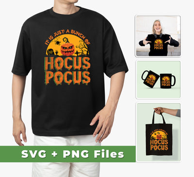 This bundle includes SVG files, PNG sublimations, and "It Is Just A Bundle Of Hocus Pocus" and "Pumpkin Halloween" graphics perfect for Halloween-themed projects. Add them to apparel, accessories, or printables and bring your designs to life.