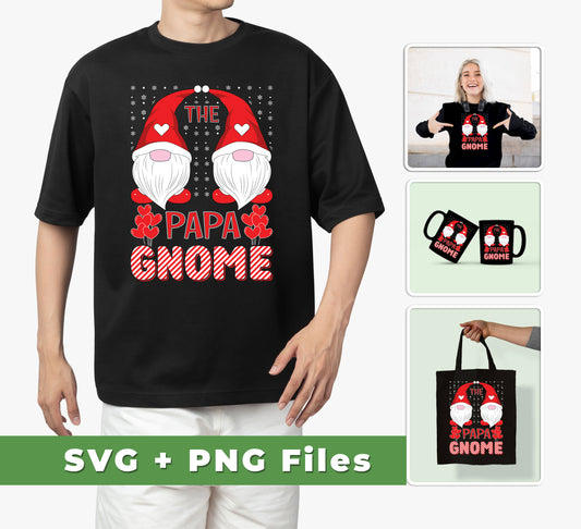 This festive Papa Gnome digital graphic set includes an Svg and Png file perfect for creating a customized decoration or gift. Enjoy this Christmas with a unique representation of the traditional "Tomte" or "Nisse" gnome.