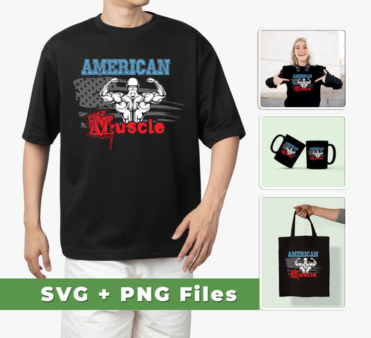 These digital files feature an American Muscle & Fitness silhouette perfect for sublimation or print and cut projects. Enjoy the precision and versatility of an SVG file along with the convenience of a PNG sublimation format. Get creative with your design projects today!