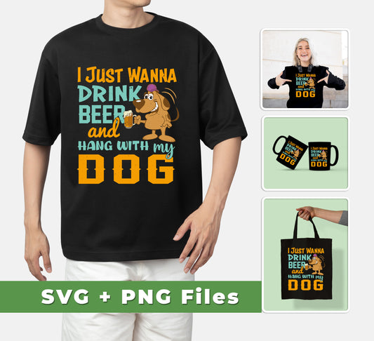 **For the craft beer enthusiast:** Get the I Just Wanna Drink Beer And Hang With My Dog, Fluffy Dog, Svg Files, Png Sublimation SVG file and enjoy the perfect design for your next project. This SVG file is scalable and perfect for creating amazing custom designs. Enjoy a professional-grade sublimation PNG file with stunning detail.