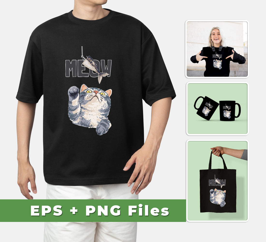 The perfect addition to any cat-lover's collection, these Cute Meow, Cute Stupid Cat, Cat Catch Fishing Rod, Svg Files, and Png Sublimation are sure to bring a smile to your face. This high-quality artwork is perfect for any crafting or decor project, featuring precise lines and happy colors. Whether you're making your own decals, clothing, or artwork, this set is sure to keep you entertained.