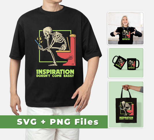 Show off your unique style with this skeleton sitting on the toilet design! This high-quality design comes in an SVG file format as well as a PNG sublimation, perfect for printing and embroidery projects. Perfect for inspiring creativity!