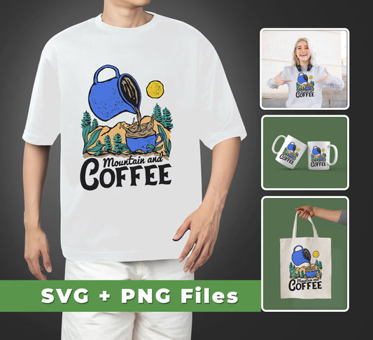 Satisfy your coffee cravings and home decor needs with this Mountain and Coffee set. Fill your wall with the mountain and coffee designs created with SVG Files and PNG Sublimation. Make your home vibrant and enjoy the delightful wet the plant, wet by coffee designs.