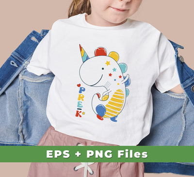 This product is perfect for back to school crafting! It includes 4 files, Dinocorn in My Pre-K, My Baby Back to School, Cute Vibes, and PNG Sublimation, all in SVG format. Get creative and make something special for your little one!