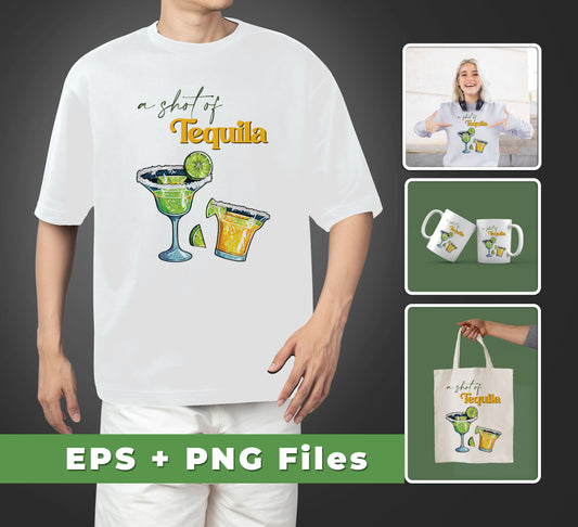 Treat yourself to a classic tequila shot with this set of SVG and PNG files. Featuring a shot of tequila, tequila wine, lime and salt, you'll be able to recreate a delicious drink in no time. Sublimation ensures professional resolution and quality with each use.