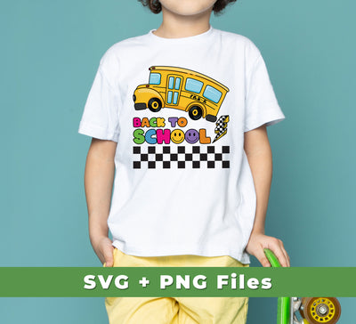 This fun Back To School Bus Groovy Pre K Design is perfect for any Pre-K project. The design is comprised of Svg Files and Png Sublimation and is perfect for any creative project.