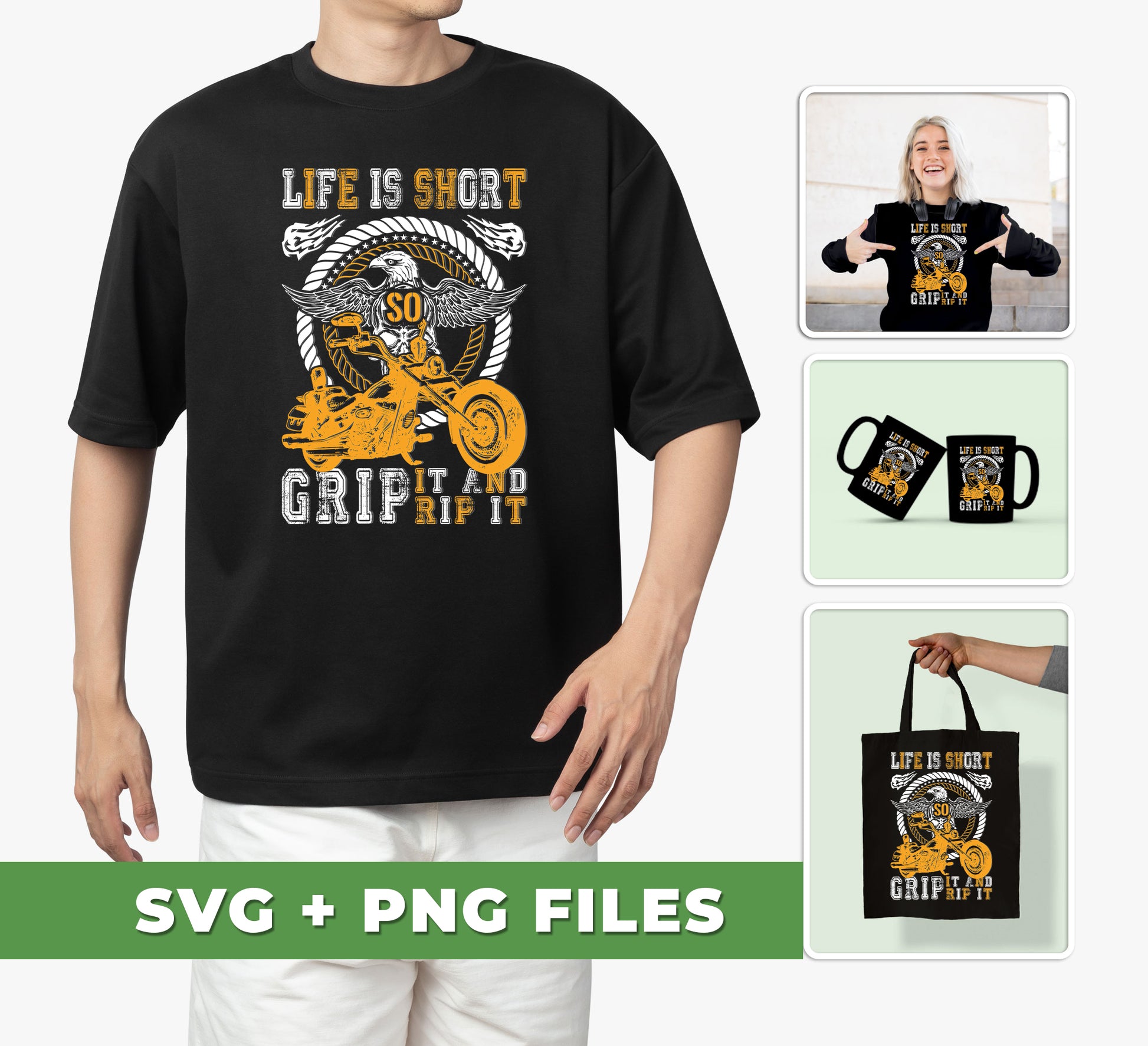 Our Life Is Short, So Grip It And Rip It Retro Eagle Motorbike Svg Files and Png Sublimation are designed with precision and care for smooth transitions and sharp lines. Enjoy the convenience of a professional-quality motorbike image for your next project.