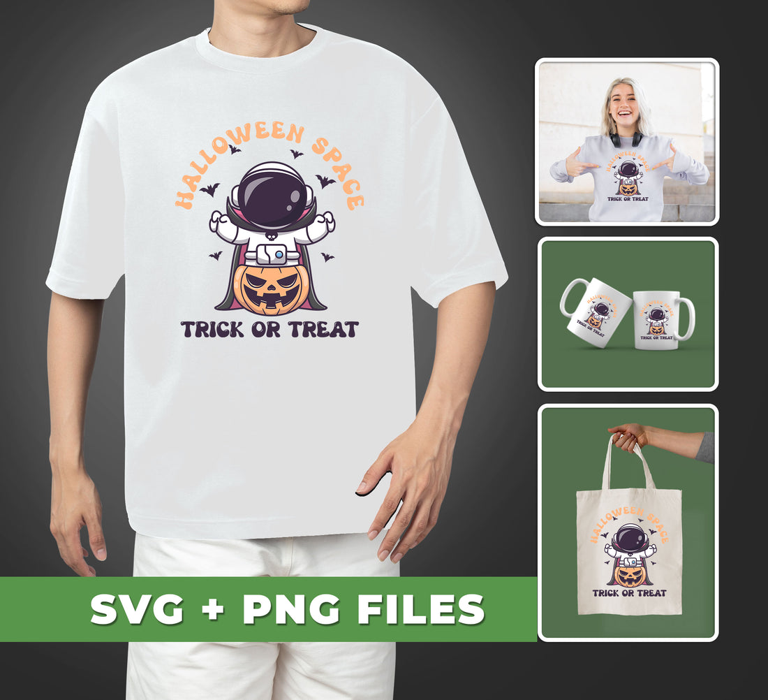 This Halloween Space, Trick Or Treat, Horror Astronaut, Svg Files, Png Sublimation set includes five unique designs to create a spooky look for your accessories. Utilize Svg Files and Png Sublimation for high quality images that are sure to make a statement. Transform your holiday decorations into something special this year!