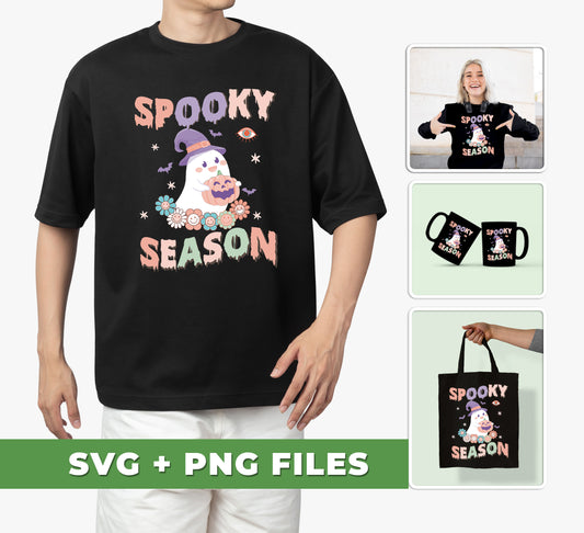 This Spooky Season pack includes Happy Halloween, Cute Boo, SVG Files, and PNG Sublimation. Get creative this holiday season, perfect for printing on mugs, shirts, and other products.