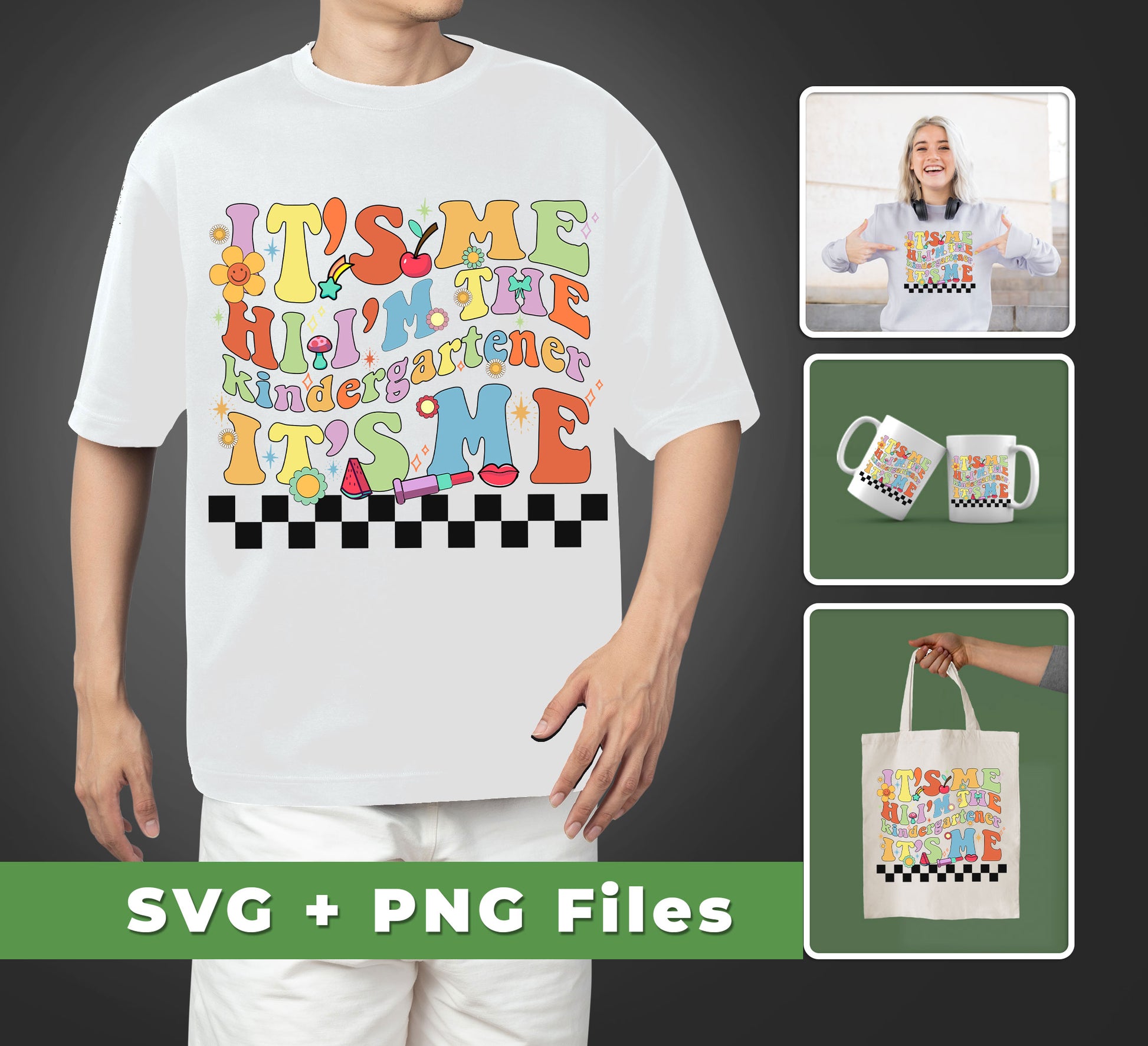 Make back to school fun with this It's Me, Hi I Am The Kindergartener, It's Me, Back To School, Svg Files, Png Sublimation design. Featuring bright coloring and fun characters, this fun collection includes SVG files and PNG sublimation for easy customization. Enjoy creating the perfect back to school look today!