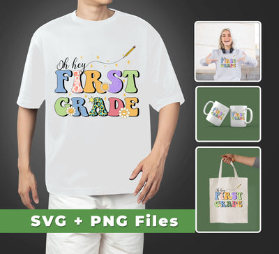 Oh Hey First Grade, Groovy First Grade, and Back To School svg and png sublimation files are perfect for creating stylish and unique projects. With the files, they can be used for personalized greeting cards, apparel, and home décor.