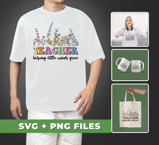 Introducing Teacher Helping Little Minds Grow – the perfect SVG and PNG files for your teacher appreciation gifts. Each set includes four detailed graphics and images that are perfect for sublimation. Bring the beauty of nature to your teacher appreciation gifts with this wonderful collection.