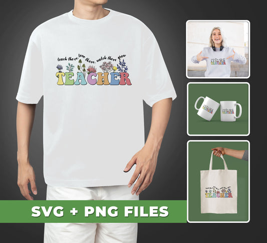 Inspire your students with this Groovy Teacher SVG and PNG file set. With images of Teach Them, Love Them, Watch Them Grow, you can bring a dose of fun and positivity to your classroom. Perfect for adding to t-shirts, mugs, and other materials.