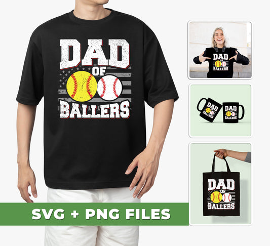 This bundle features a unique Baseball Sport Dad of Ballers Retro Baseball Player design, including both SVG and PNG files ready for you to use for sublimation printing. Enjoy creating unique projects with these professional-grade images!