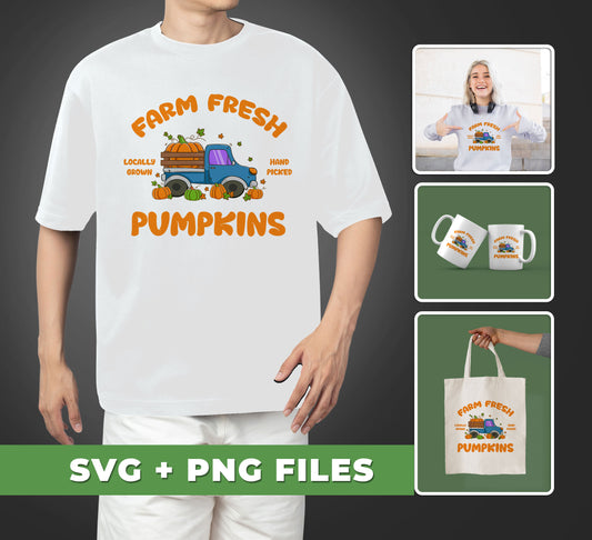 Farm Fresh Pumpkins, Love Thanksgiving, Fall Season, Vegetable Truck, Digital Files, Png Sublimation