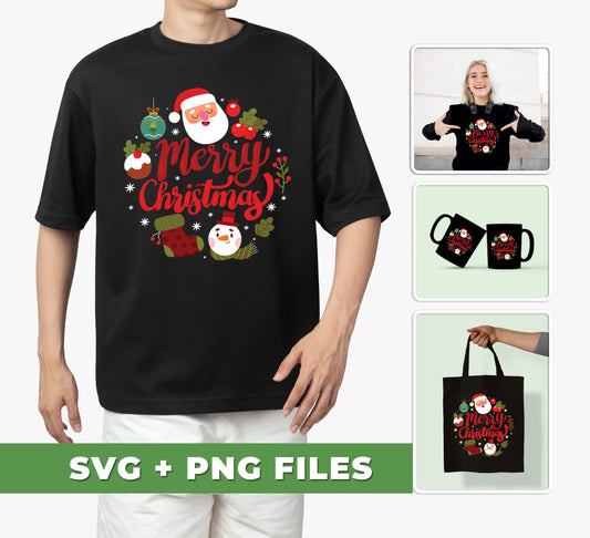 Merry Christmas With Santa Claus, Love Christmas, Digital Files, Png Sublimation