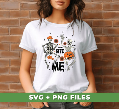 Bite Me, Skeleton Dancing, Funny Halloween, Digital Files, Png Sublimation