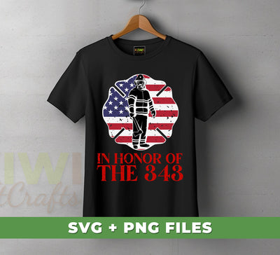 In Honor Of The 343, Retro Firefighter, American Firefighter, Digital Files, Png Sublimation