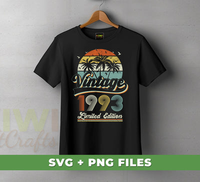 Vintage 1993, Birthday 1993, Retro Birthday, Limited Edition, Digital Files, Png Sublimation