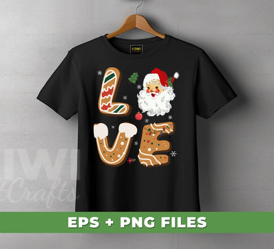 Love Christmas, Love Santa, Merry Christmas, Trendy Xmas, Digital Files, Png Sublimation