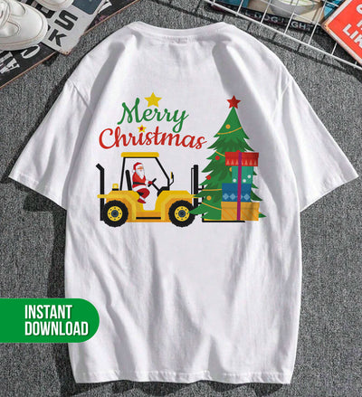 Merry Christmas, Santa Drive Tractor, Farmer Xmas, Digital Files, Png Sublimation