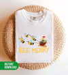 Bee Merry, Cute Bee, Funny Bee, Bee Christmas, Digital Files, Png Sublimation