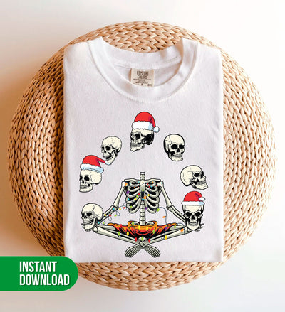 Halloween Christmas, Funny Christmas, Skeleton Play With Skulls, Digital Files, Png Sublimation