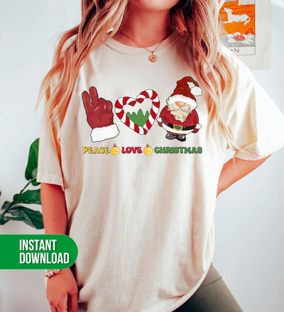 Peace Love Christmas, Cute Santa, Santa Claus, Digital Files, Png Sublimation