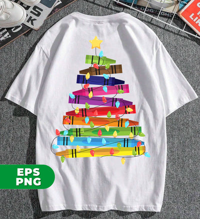 Crayon Xmas Tree, Crayon-mas Tree With Light Line, Digital Files, Png Sublimation