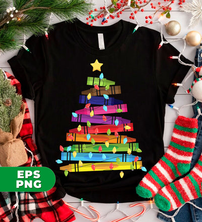 Crayon Xmas Tree, Crayon-mas Tree With Light Line, Digital Files, Png Sublimation