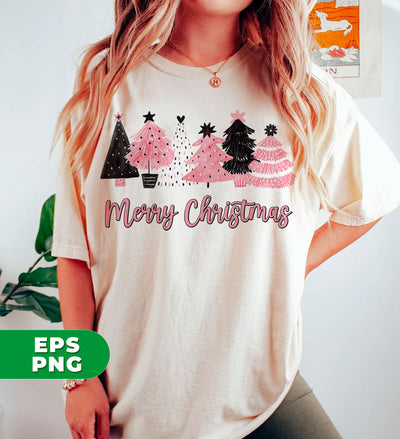 Christmas Tree Bundle, Set Of Xmas Tree, Pink Christmas, Trendy Christmas, Digital Files, Png Sublimation