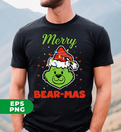 Merry Bear-mas, Grinch Bear, Bear Mixed Grinch, Trendy Christmas, Digital Files, Png Sublimation