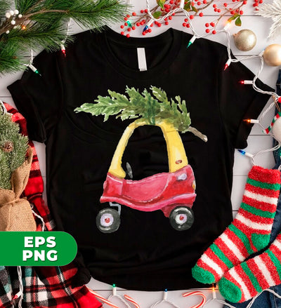 Baby Car Watercolor, Car Bring Xmas Tree, Cute Xmas Car, Digital Files, Png Sublimation