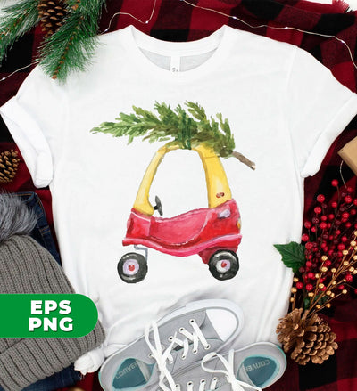 Baby Car Watercolor, Car Bring Xmas Tree, Cute Xmas Car, Digital Files, Png Sublimation