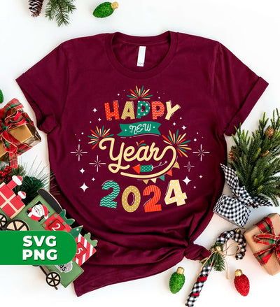 Happy New Year, 2024 New Year, New Year Fireworks, Digital Files, Png Sublimation