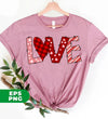 Love Text, Heart Pattern, Groovy Love, Valentine Gift, Digital Files, Png Sublimation