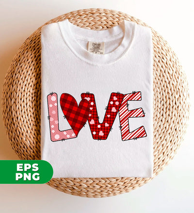 Love Text, Heart Pattern, Groovy Love, Valentine Gift, Digital Files, Png Sublimation