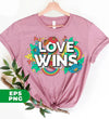 Love Wins, Rainbow Love, Flower Love, Colorful Love, Digital Files, Png Sublimation